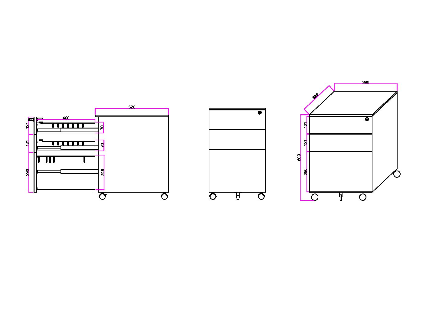 Tegning mobile pedestal